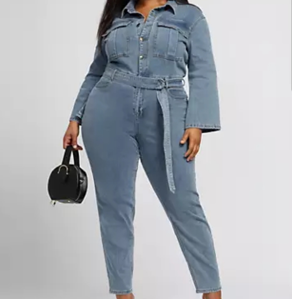 STACY DENIM UTILITY JUMPSUIT